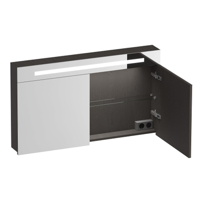 BRAUER Promise spiegelkast – 119x70x15 cm – directe LED boven – 2 deuren – Timber Anthracite