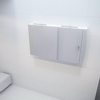 Mondiaz CUBB Armoire de toilette miroir - 120x70cm - 2 portes - Talc (Blanc)