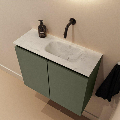 MONDIAZ TURE-DLUX 60cm toiletmeubel Army. EDEN wastafel Opalo positie rechts. Zonder kraangat.