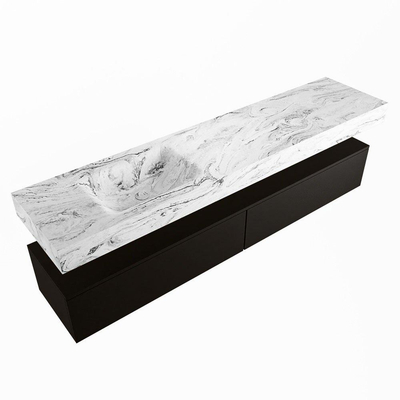 Mondiaz ALAN-DLUX Ensemble de meuble - 200cm - meuble Urban mat - 2 tiroirs - Lavabo Cloud Glace suspendu - vasque Gauche - 0 trous de robinet