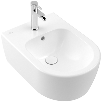 Villeroy & Boch Avento wandbidet - 37x53 - 1 kraangat - met overloop CeramicPlus - Stone White (mat wit)