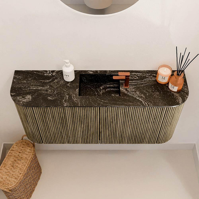 Mondiaz JOYA-DLUX 93.2cm toiletmeubel - ronding links en rechts kleur Dusk - Wastafel FAYE positie Midden 1 kraangat kleur Lava.