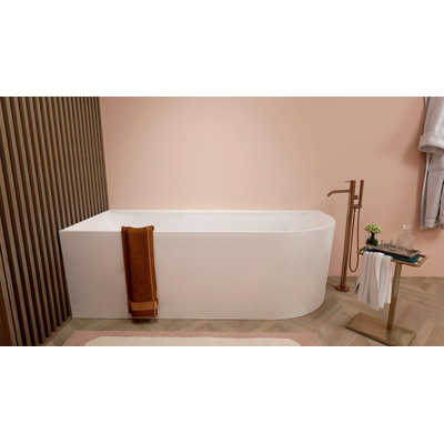 Wiesbaden Zenn baignoire d'angle gauche 180 x 80 cm acrylique brillant blanc avec vidage brillant blanc