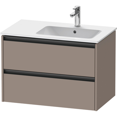 Duravit Ketho 2 meuble sous-lavabo avec 2 tiroirs pour vasque à droite 81x48x54.9cm avec poignées anthracite basalt mat