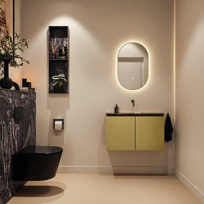 MONDIAZ TURE-DLUX Meuble de toilettes 80 cm Oro. EDEN lavabo Lava position milieu. Sans trou de robinet.