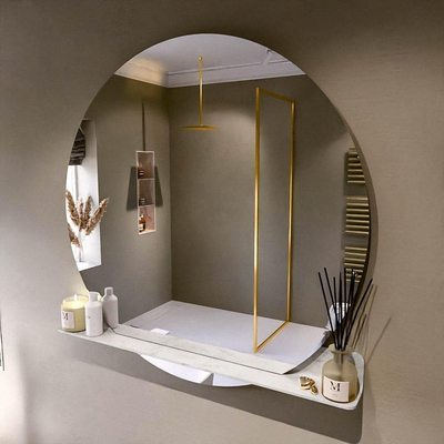 Mondiaz SPOT miroir – Ø 120 cm – avec tablette – Opalo (marbre blanc)