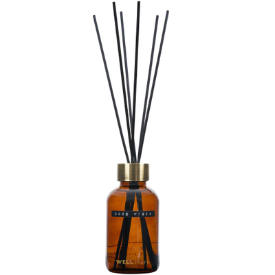 Wellmark Geurstokjes Maxi Bruin glas messing ring 500ml GOOD VIBES