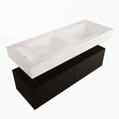 Mondiaz ALAN-DLUX Ensemble de meuble - 120cm - meuble Urban mat - 2 tiroirs - Lavabo Cloud Ostra suspendu - vasque gauche et droite - 2 trous de robinet
