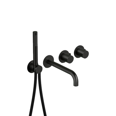 Hotbath Ace Partie apparente - pour mitigeur thermostatique encastré - 2 voies - inverseur d'arrêt - bec - douchette à main - flexible de douche - noir brossé PVD