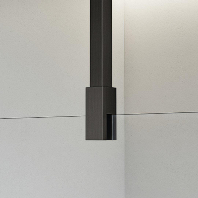 FortiFura Galeria Douche à l'italienne - 100x200cm - Clair - Bras plafond - Gunmetal brossé (anthracite)
