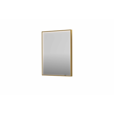INK SP19 miroir - 60x4x80cm rectangulaire en cadre acier incl dir LED - chauffage - changement de couleur - dimmable et interrupteur - brossé or mat