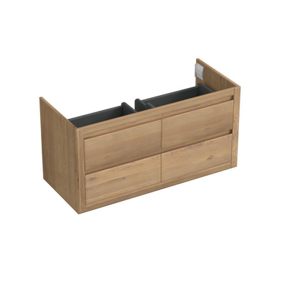 Forzalaqua Gela 2.0 meuble sous-lavabo 120x51x60cm avec 4 tiroirs sans poignées à fermeture douce Chêne massif Oyster