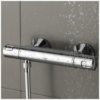 GROHE Precision Start Set de rénovation avec robinet de douche thermostatique avec connexions entraxe = 15cm avec barre de douche chrome