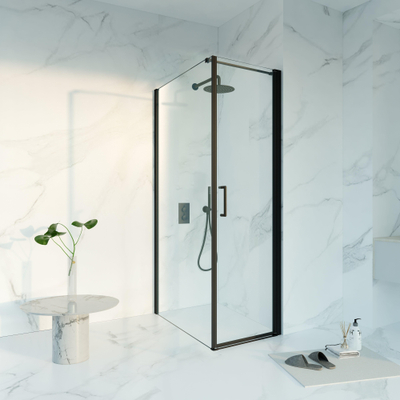 Fortifura Galeria Cabine de douche - 60x100x200 - Verre de sécurité avec profil - anticalcaire - noir mat