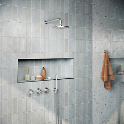 Hotbath Archie IBS33 ensemble encastré de douche thermostatique complet avec 2 robinets d'arrêt avec bras mural de 40cm pomme de douche ronde de 20cm douchette à main barre inox