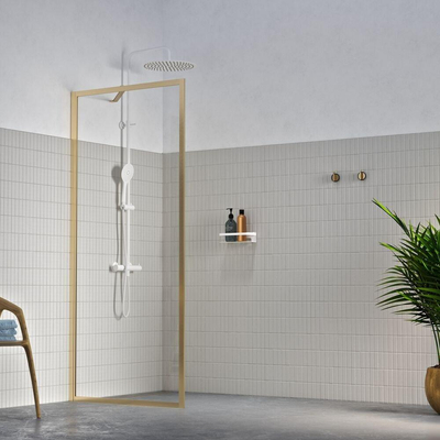 Sealskin Contour Paroi de douche walk-in type A3 98x200cm 6mm verre de sécurité transparent avec revêtement anticalcaire Or brossé