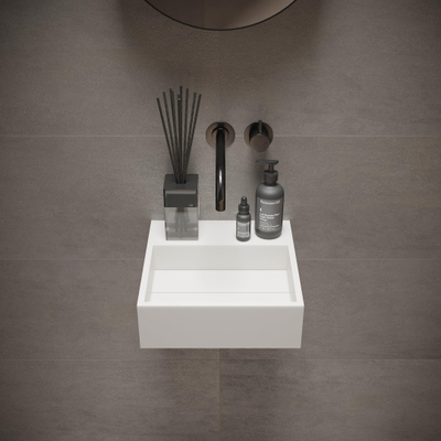 Ideavit Solidcube Lavabo lave-mains 30x30x10cm carré 0 trous de robinet 1 bassin Solid surface blanc
