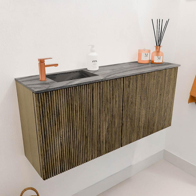 Mondiaz JOYA-DLUX 90cm toiletmeubel - kleur Dusk - Wastafel FAYE positie Links 1 kraangat kleur Sombra.