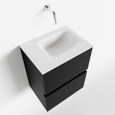 MONDIAZ ADA Toiletmeubel 40x30x50cm met 0 kraangaten 2 lades urban mat Wastafel Lex links Solid Surface Wit