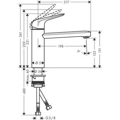 Hansgrohe Focus m42 1 greeps keukenmengkraan - 120 - coolstart - hoogglans chroom