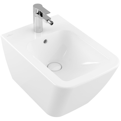 Villeroy & Boch Finion bidet suspendu 1 trou de robinetterie 37.5x56cm - CeramicPlus avec trop-plein blanc