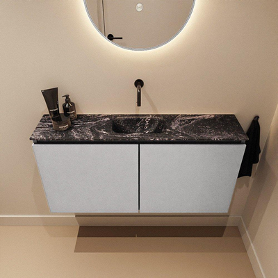 MONDIAZ TURE-DLUX Meuble toilette - 100cm - Plata - EDEN - vasque Lava - position centrale - sans trou de robinet