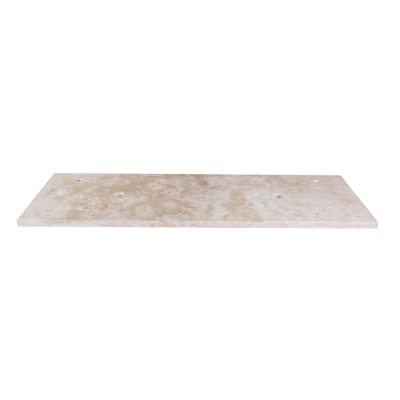 Saniclass Travertine plan sous vasque - 140x46cm - 2 trous de robinet - 2 découpes pour siphon - pierre naturelle marbrée