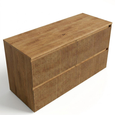 Saniclass Holz Atelier Badkamermeubelset - 120x45x62cm - houten topblad - zonder kraangat - 2 lades - mat eiken natural (hout)