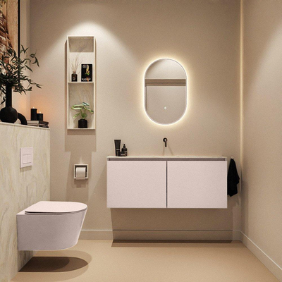 MONDIAZ TURE-DLUX Meuble WC 120 cm Rosee. Lavabo EDEN Ostra position milieu. Sans trou de robinet.