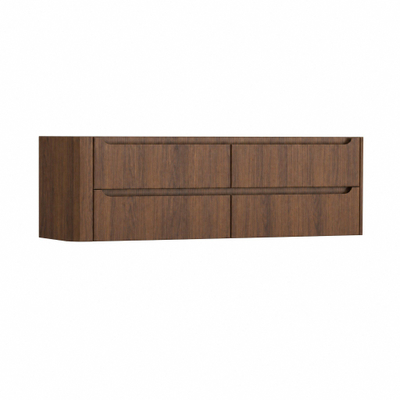 H&R Badmeubelen Juice Wastafelonderkast - 160x45x50cm - linkerhoek afgerond - 4 lades - geïntegreerde greep - Dark oak