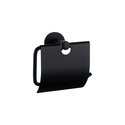 FugaFlow Eccelente Ensemble accessoires toilettes 5 pièces - porte-rouleau de papier toilette - porte-rouleau de réserve - porte-brosse WC - crochet porte-serviette - poubelle à pédale - noir mat