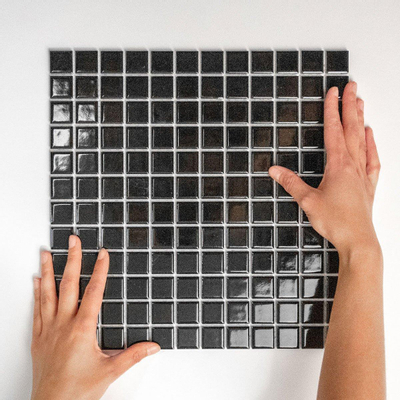 The Mosaic Factory Barcelona mozaïektegel 2.3x2.3x0.6cm wandtegel voor binnen en buiten vierkant porselein zwart