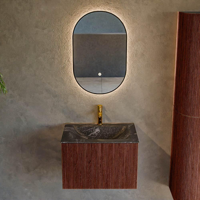 Mondiaz KURVE-DLUX Badkamermeubelset - 60x46x40cm - 1 lade - wastafel solid surface - midden - 1 kraangat - Ruby