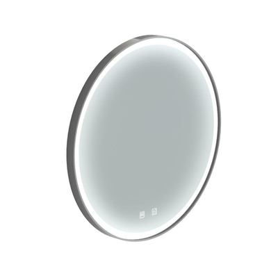 Thebalux type m miroir 60x60cm rond avec éclairage et chauffage du miroir par led noir aluminium