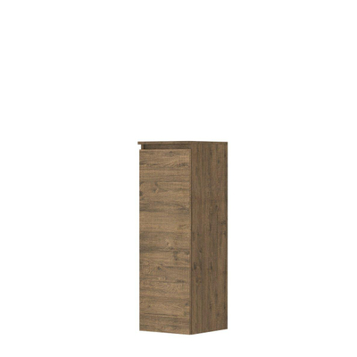 INK Badkamerkast - 35x37x106cm - 1 deur - Links en rechtsdraaiend - greeploos - houten keerlijst - MFC - naturel eiken