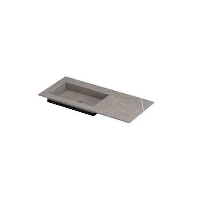 INK Post lavabo - 100x45x1cm - 1 vasque à gauche - 0 trous de robinetterie - céramique Armani gris mat