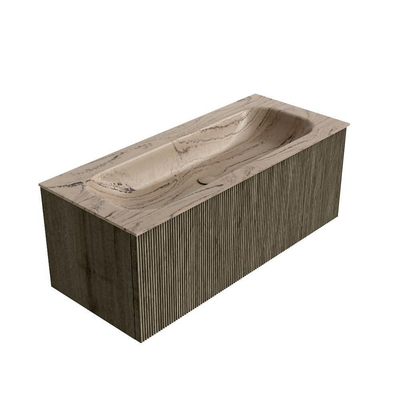 MONDIAZ KURVE-DLUX Meuble de salle de bains 110cm couleur Shadow avec 1 tiroir et 0 porte. Lavabo BIG MEDIUM Central sans trou de robinet Arena.