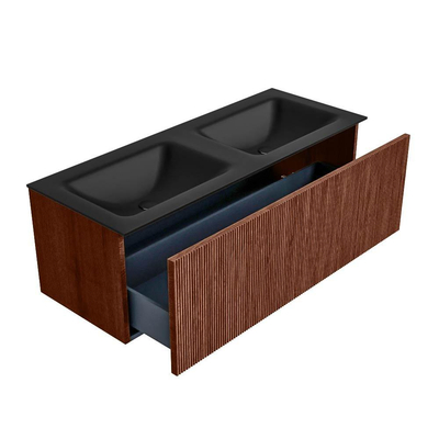 Mondiaz KURVE Badkamermeubelset - 120x46x40cm - 1 lade - wastafel solid surface - dubbel - 2 kraangaten - Ruby