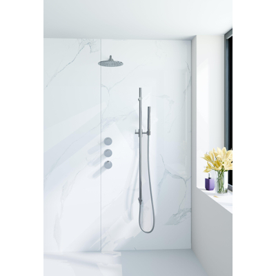 Fortifura Nebbio Regendoucheset - inbouwkraan - inbouwdeel - glijstang - doucheslang glad - staafhanddouche - 35cm wandarm - ronde hoofddouche - chroom