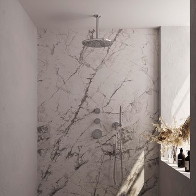 BRAUER Chrome Edition inbouw regendoucheset – Ø30 cm hoofddouche – 20 cm plafondbuis – staafhanddouche – vaste douchehouder