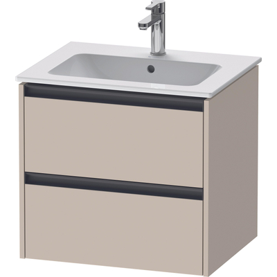 Duravit Ketho.2 Wastafelonderbouwkast - met 2 laden - 61x48x55cm - met grepen antraciet - taupe supermat