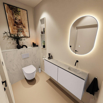 MONDIAZ TURE-DLUX 120cm toiletmeubel Cale. EDEN wastafel Opalo positie rechts. Zonder kraangat.