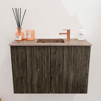 Mondiaz JOYA-DLUX 60cm toiletmeubel - kleur Shadow - Wastafel FAYE positie Midden 1 kraangat kleur Arena.