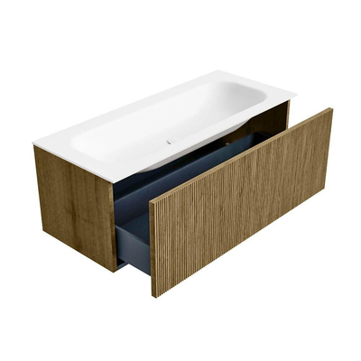 Mondiaz KURVE Badkamermeubelset - 110x46x40cm - 1 lade - wastafel solid surface - midden - 1 kraangat - Dusk
