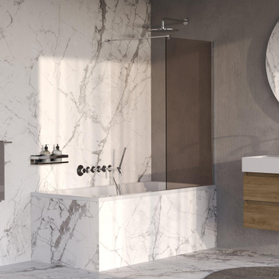 BRAUER Oblivion Paroi de baignoire - 80x140 - verre bronze - incl. traitement anticalcaire - chrome