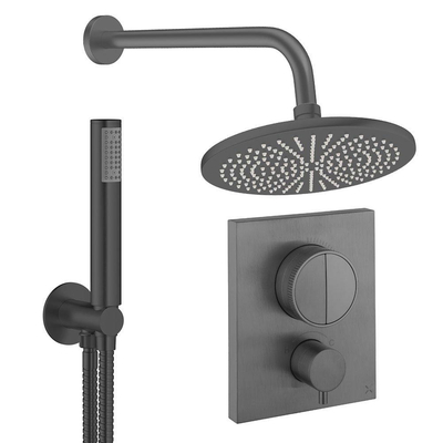 Crosswater MPRO Regendoucheset inbouw - 2 hendels - 30cm douchekop - handdouche - wandarm - slate gunmetal (antraciet)