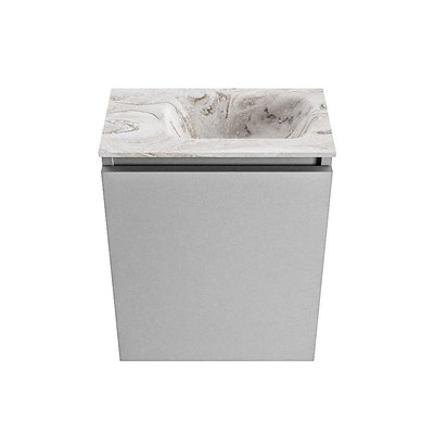 MONDIAZ TURE-DLUX 40cm toiletmeubel Plata. EDEN wastafel Glace positie rechts. Met 1 kraangat.