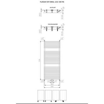 Plieger Florian Nxt M designradiator enkel horizontaal met middenaansluiting 1216x500mm 646W mat zwart