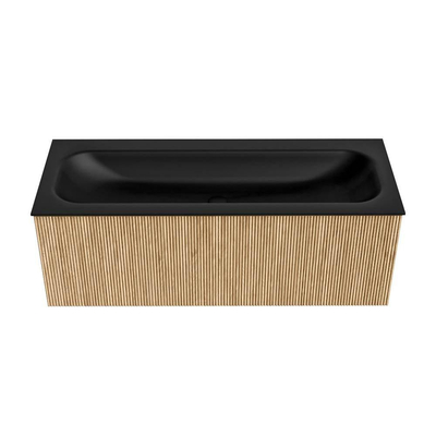 MONDIAZ KURVE Meuble de salle de bains 120 cm couleur Oak avec 1 tiroir. Lavabo BIG LARGE central sans trou de robinet Urban.