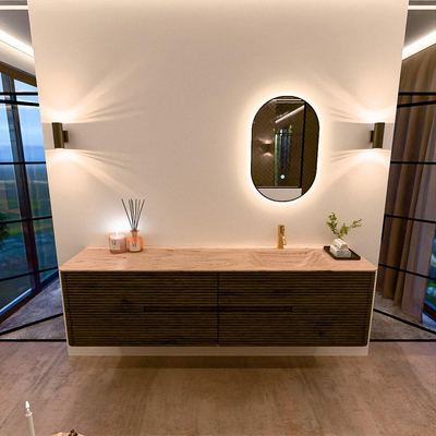 Mondiaz CIRO-DLUX Ensemble de meubles de salle de bains - 190x45x50cm - Plan vasque Solid surface Arena - 1 vasque droite - 1 trou de robinet - 4 tiroirs - Shadow